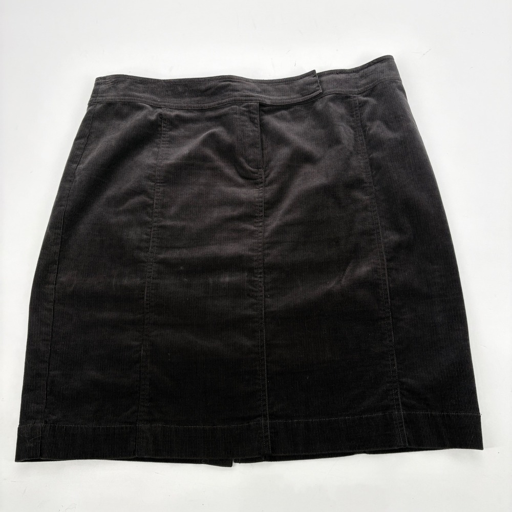 Eileen Fisher Cotton Tencel Stretch Corduroy Skirt Knee Length Dark Gray‎ XL